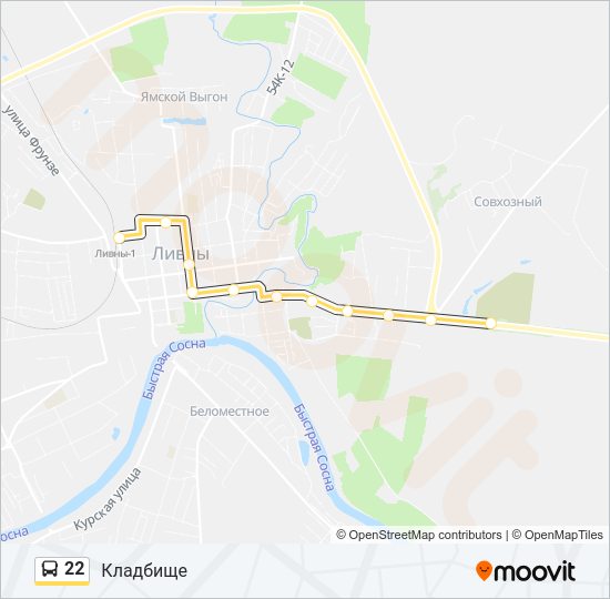 Автобус 22: карта маршрута
