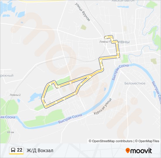 Автобус 22: карта маршрута
