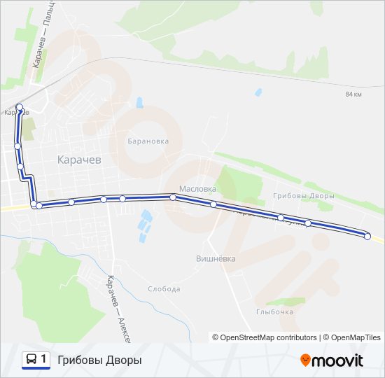 Автобус 1: карта маршрута