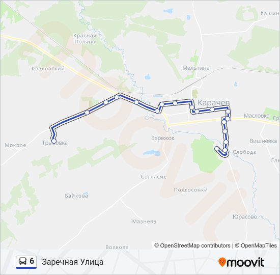 Автобус 6: карта маршрута