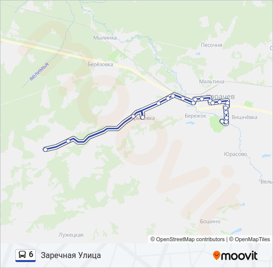 Автобус 6: карта маршрута