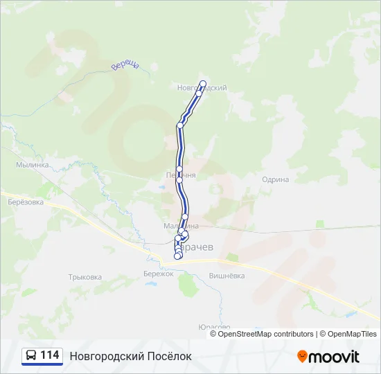 Автобус 114: карта маршрута