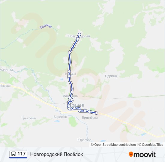 Автобус 117: карта маршрута