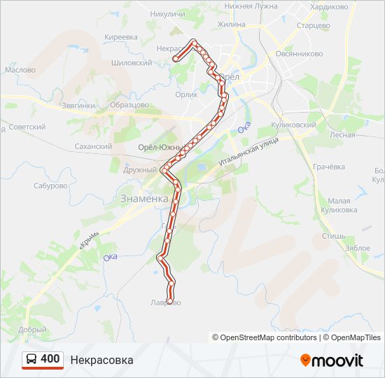 Автобус 400: карта маршрута