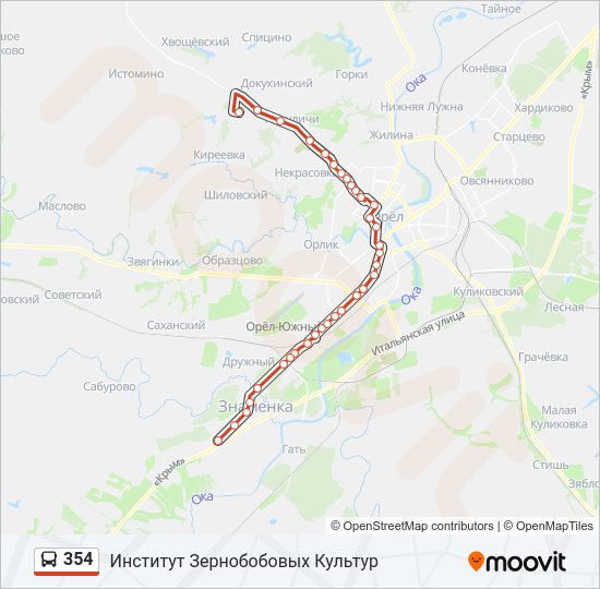 Автобус 354: карта маршрута