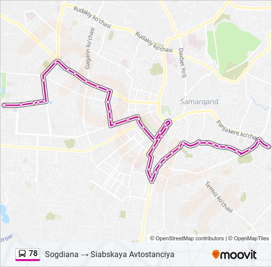 Автобус 78 маршрут остановки на карте