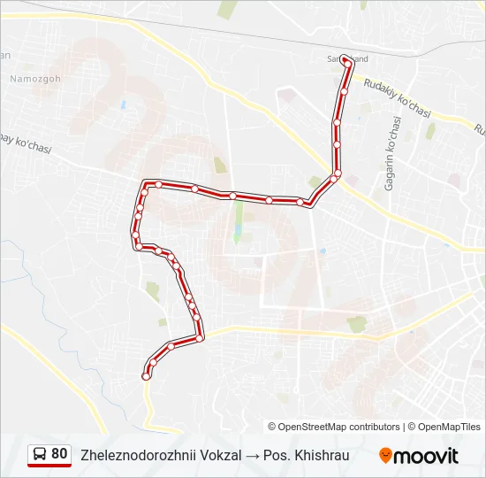 80 Bus Line Map