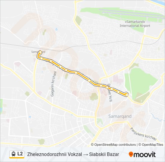 Трамвай L2: карта маршрута
