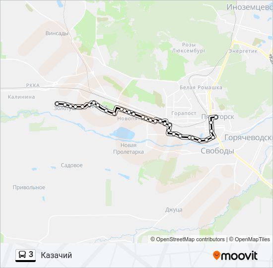 Автобус 3: карта маршрута