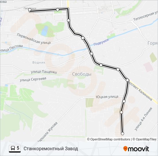 Автобус 5: карта маршрута