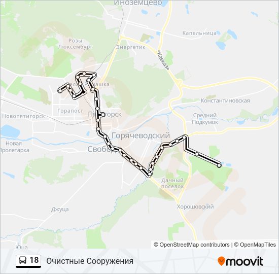 Автобус 18: карта маршрута