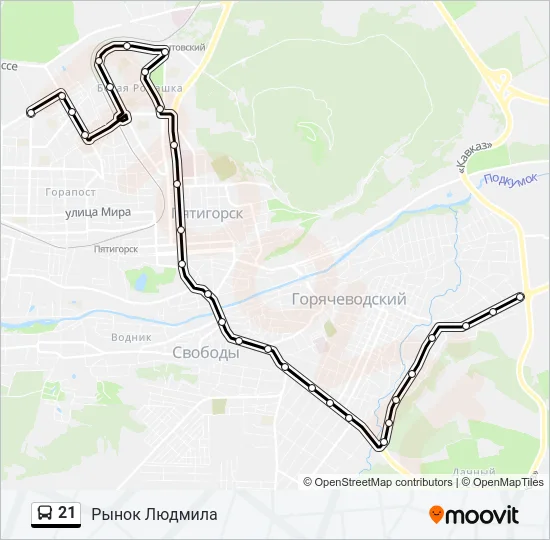 Автобус 21: карта маршрута