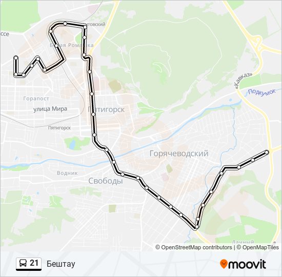 Схема движения маршрута 21 оренбург