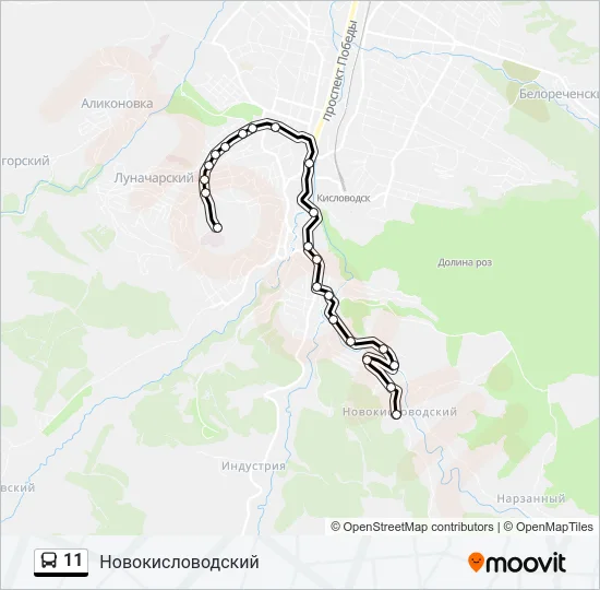 Автобус 11: карта маршрута