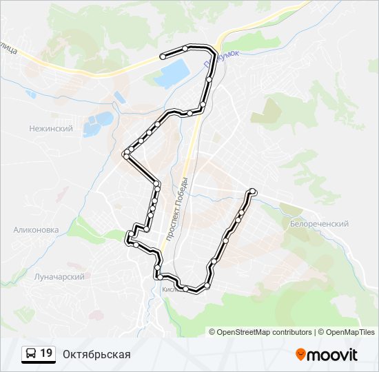 Расписание 19 автобуса комсомольск. Маршрут 19. 19 Автобус маршрут. С 19 автобус на карте. Поезд 104 маршрут и остановки на карте 19.12.