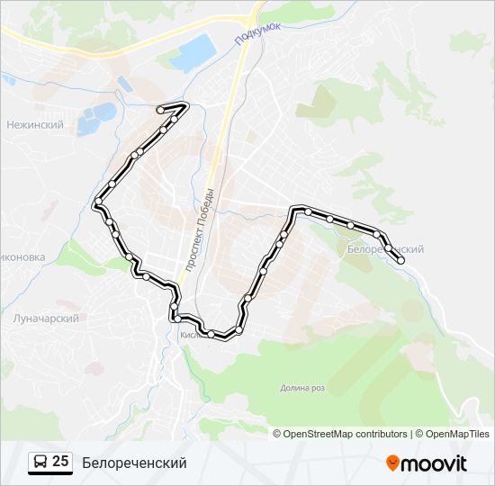 Автобус 25: карта маршрута