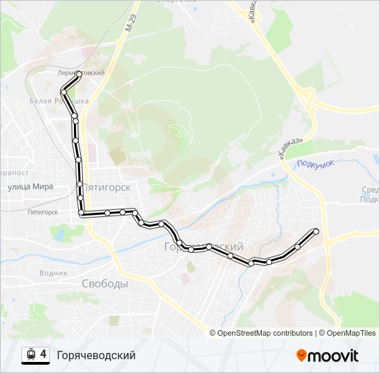 Трамвай 4: карта маршрута