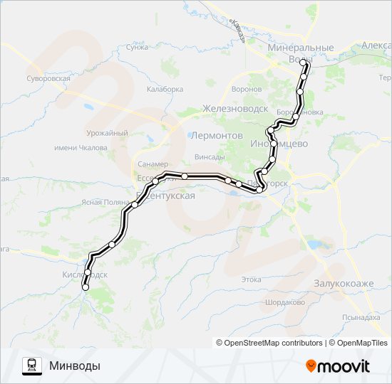 КИСЛОВОДСК ↔ МИНВОДЫ Train Line Map