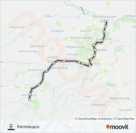 КИСЛОВОДСК ↔ МИНВОДЫ Train Line Map