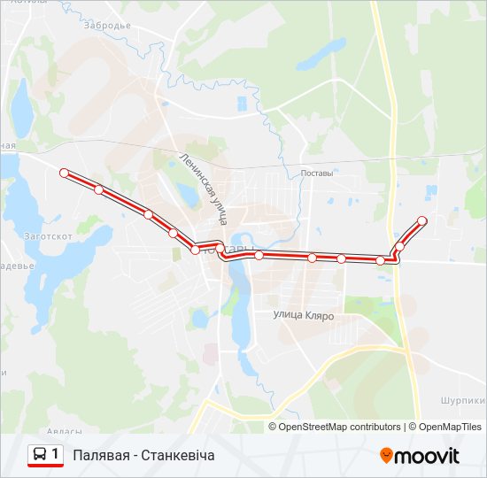 Автобус 1: карта маршрута