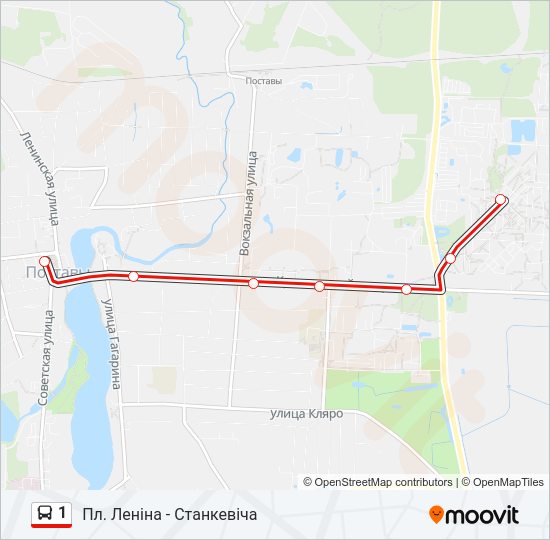 Автобус 1: карта маршрута