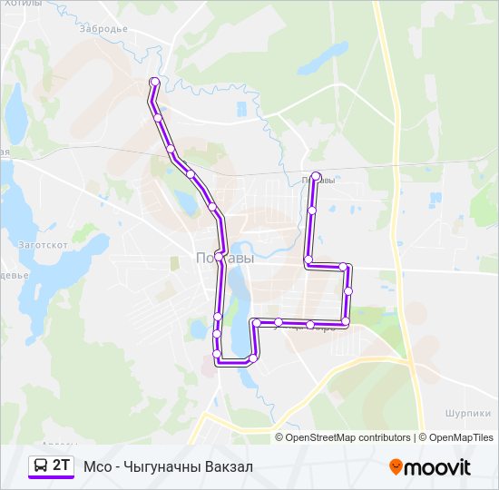 Автобус 2Т: карта маршрута