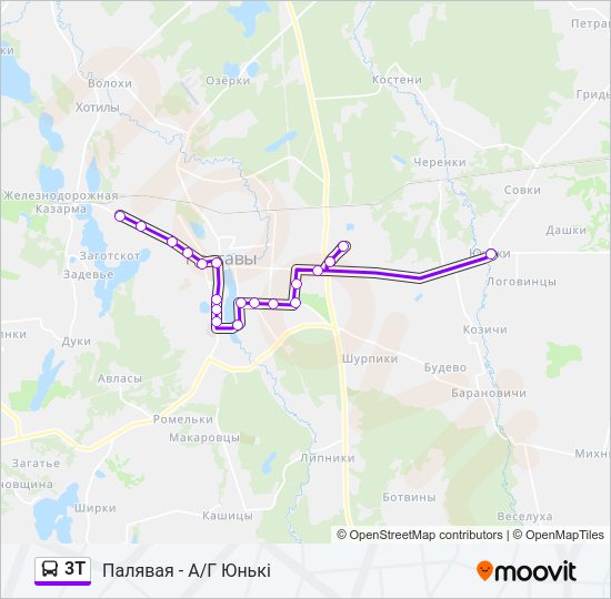 Автобус 3Т: карта маршрута