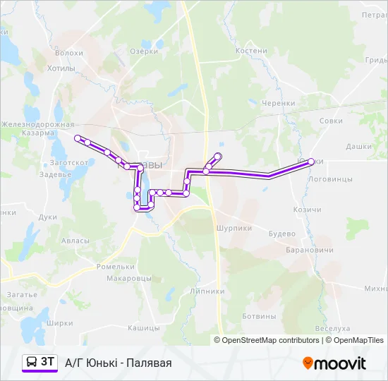 Автобус 3Т: карта маршрута