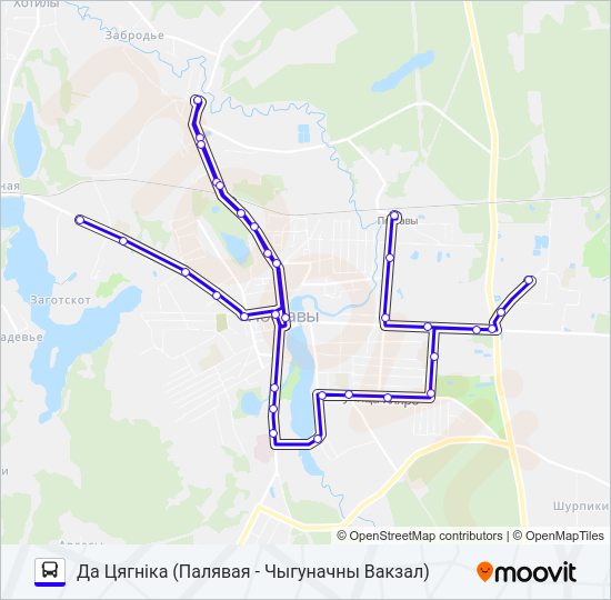 ДА ЦЯГНІКА Bus Line Map