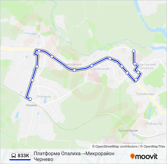 Автобус 833К: карта маршрута