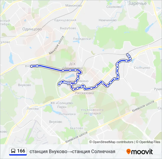 Автобус 166: карта маршрута