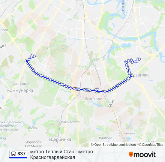 Автобус 837: карта маршрута