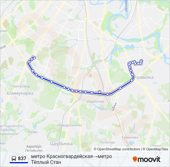 Автобус 837: карта маршрута