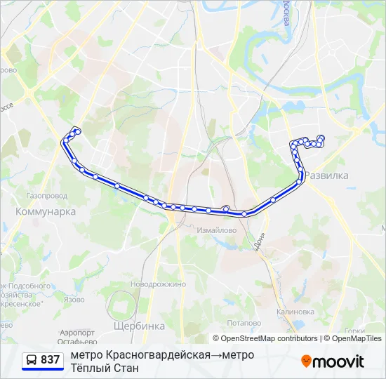 Автобус 837: карта маршрута