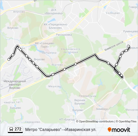Автобус 272: карта маршрута