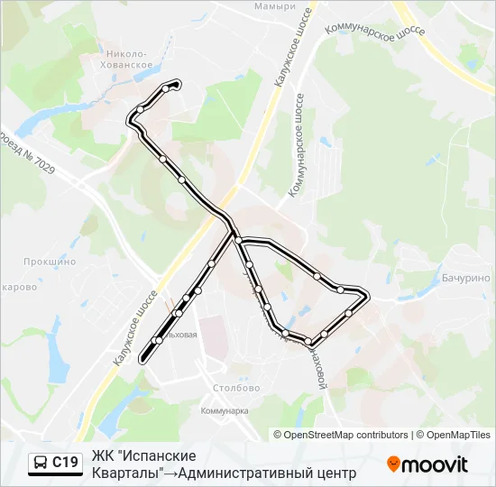 Автобус С19: карта маршрута