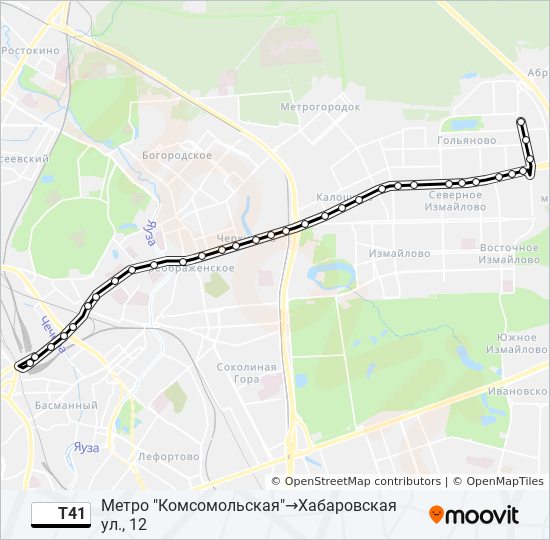 Автобус Т41: карта маршрута
