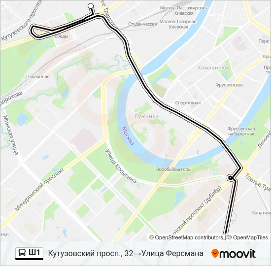 Автобус Ш1: карта маршрута