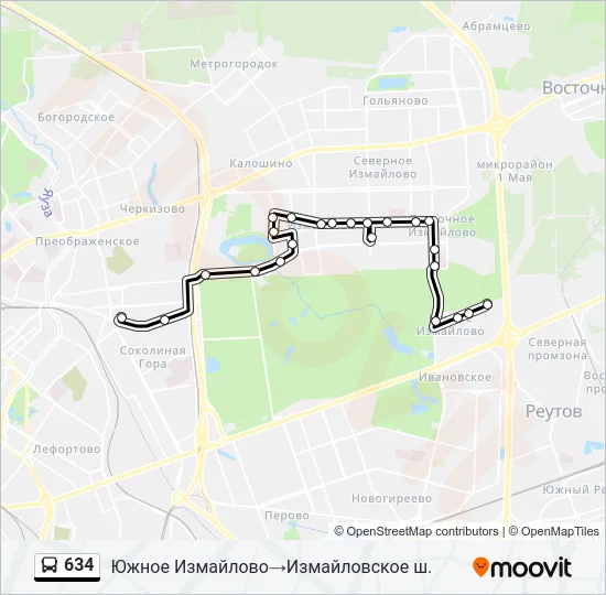 634 Bus Line Map