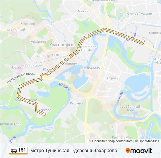 Автобус 151 на карте. Метро Пенягино на схеме.