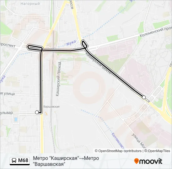 М68 Bus Line Map