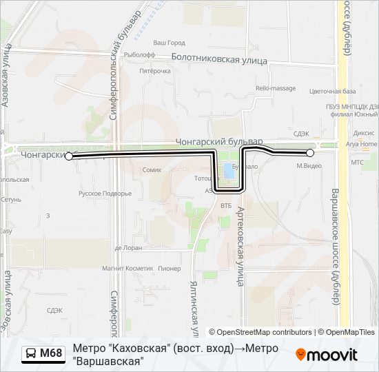 М68 Bus Line Map