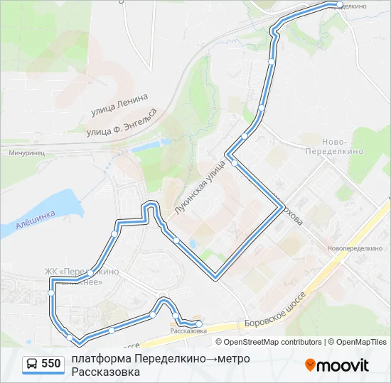 Автобус 550: карта маршрута