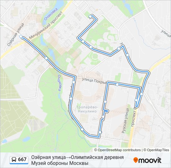 Автобус 667: карта маршрута