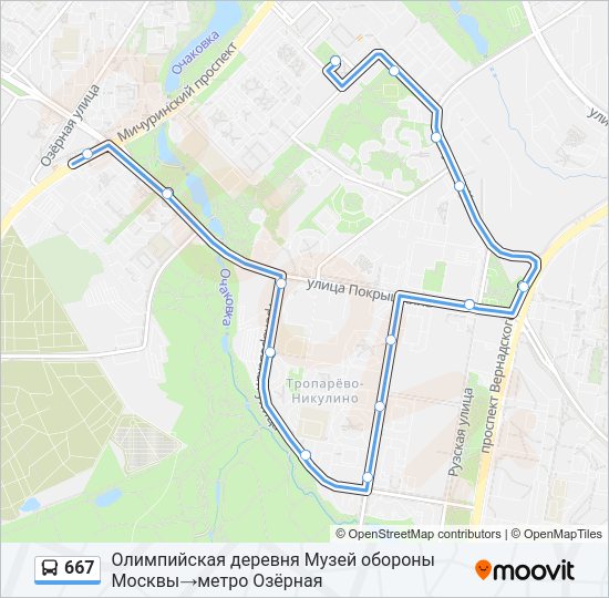 Автобус 667: карта маршрута