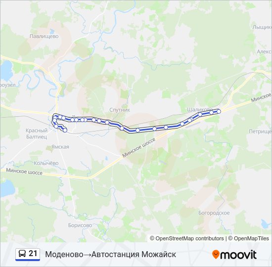 Автобус 21: карта маршрута