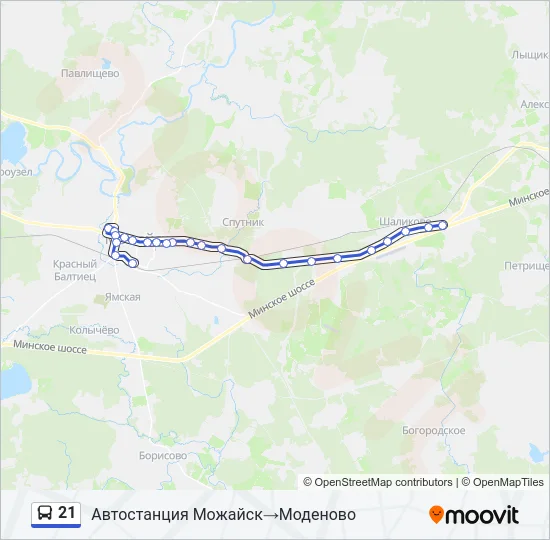 Автобус 21: карта маршрута