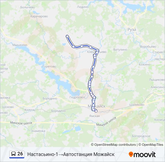 Автобус 26: карта маршрута