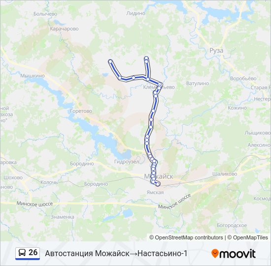 Автобус 26: карта маршрута