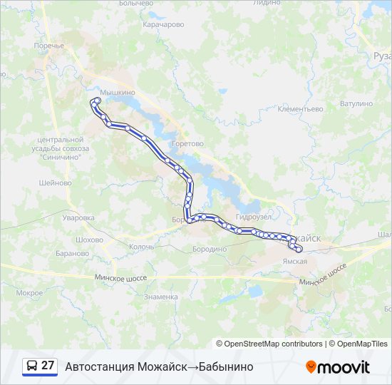 Автобус 27: карта маршрута